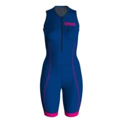 Body Triathlon Arena ST 2.0 Front Zip Senza Maniche Rosa Blu Donna