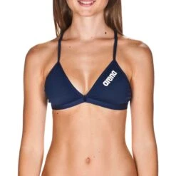 Slip Bikini Arena Solid Tie Break Blu Scuro Logo Bianco Donna -Arena ar 02a246 075 004